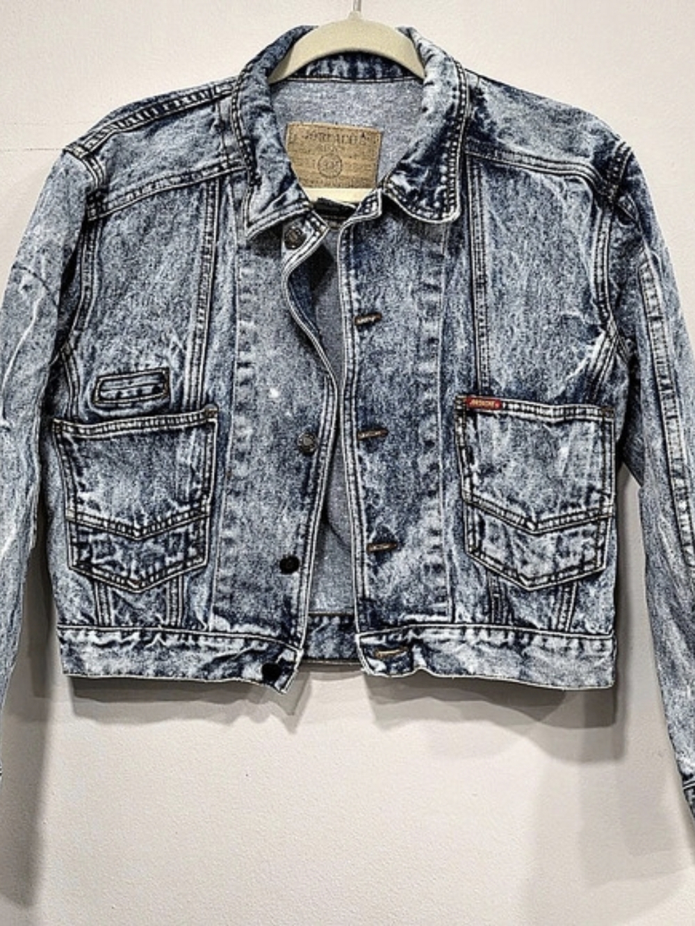 Vintage Jordache Acid-Wash Cropped Denim Jacket Small Retro Women's 1990s